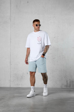 WHITE SPIRAL BUTTERFLY LOGO OVERSIZED TEE