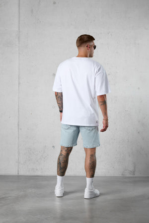 WHITE SPIRAL BUTTERFLY LOGO OVERSIZED TEE