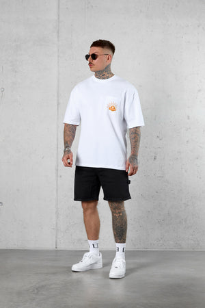 WHITE SUNSET POCKET OVERSIZED TEE