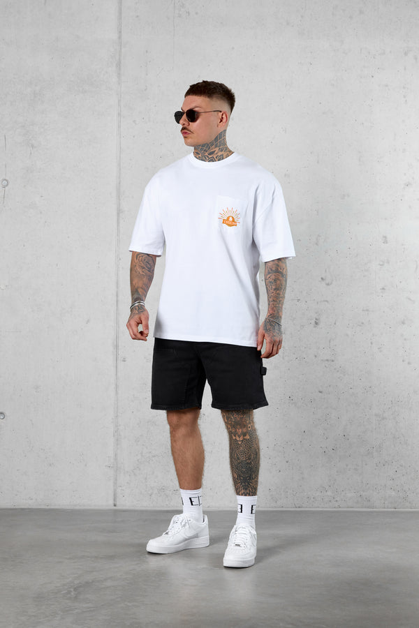 WHITE SUNSET POCKET OVERSIZED TEE