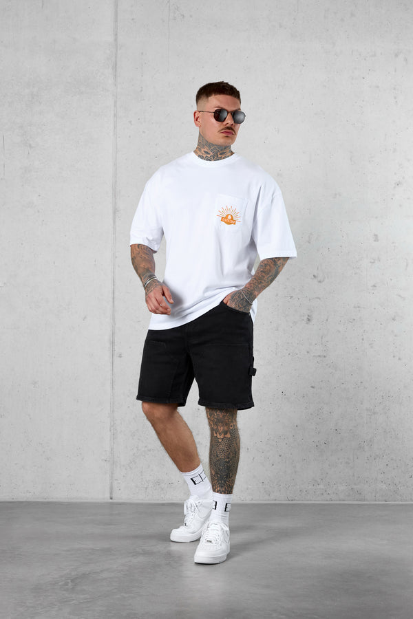 WHITE SUNSET POCKET OVERSIZED TEE