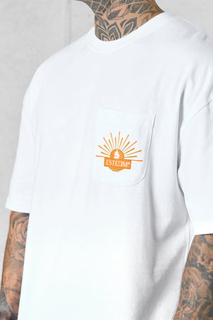 WHITE SUNSET POCKET OVERSIZED TEE