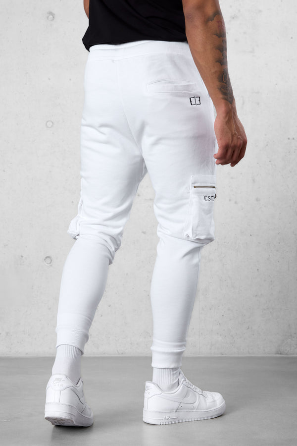 WHITE CARGO SWEATPANTS