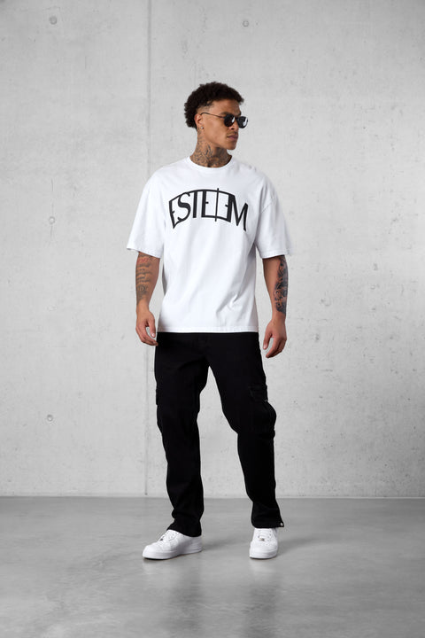 WHITE CURVE OVERSIZED TEE