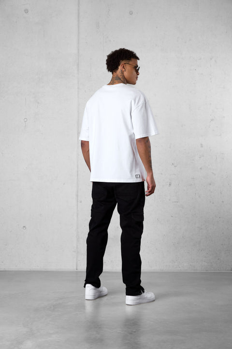 WHITE CURVE OVERSIZED TEE