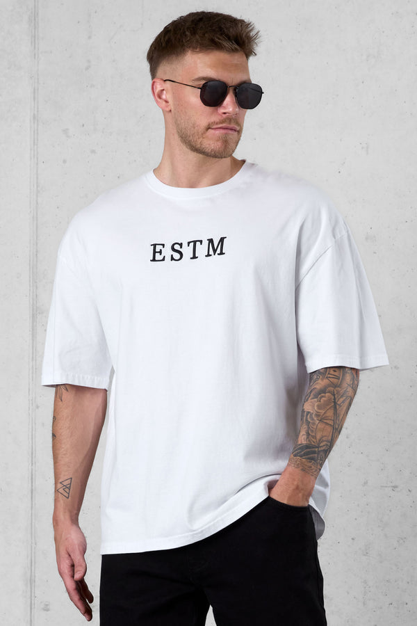 WHITE ESTM OVERSIZED TEE