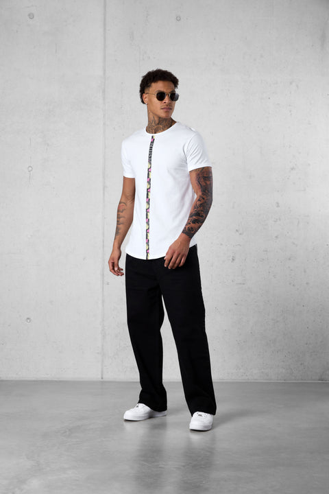 WHITE PALM STRIPE TEE 2.0