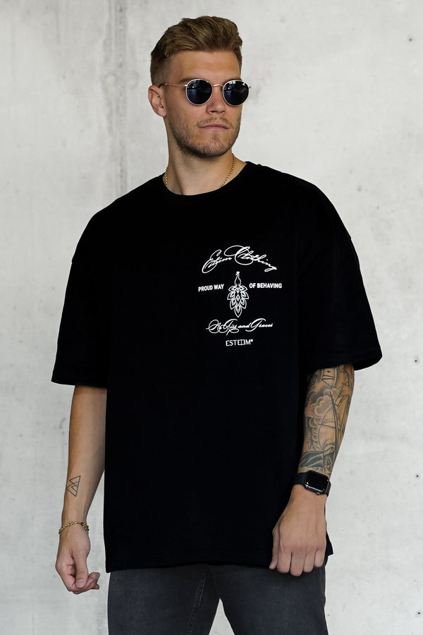 BLACK NAAG LOGO OVERSIZED TEE