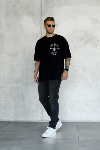 BLACK NAAG LOGO OVERSIZED TEE