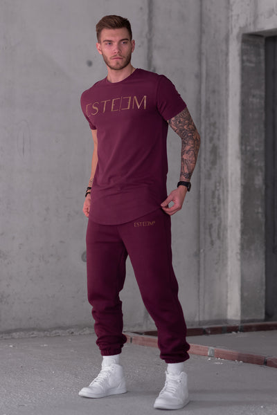 BURGUNDY LETTERING TEE