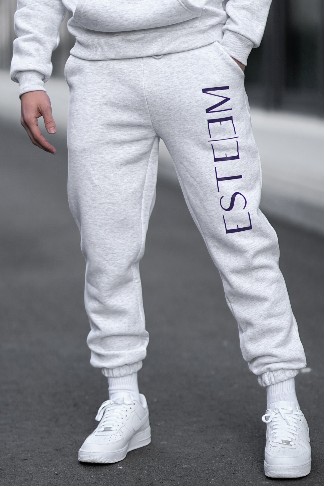 GREY MELANGE LETTERING JOGGER