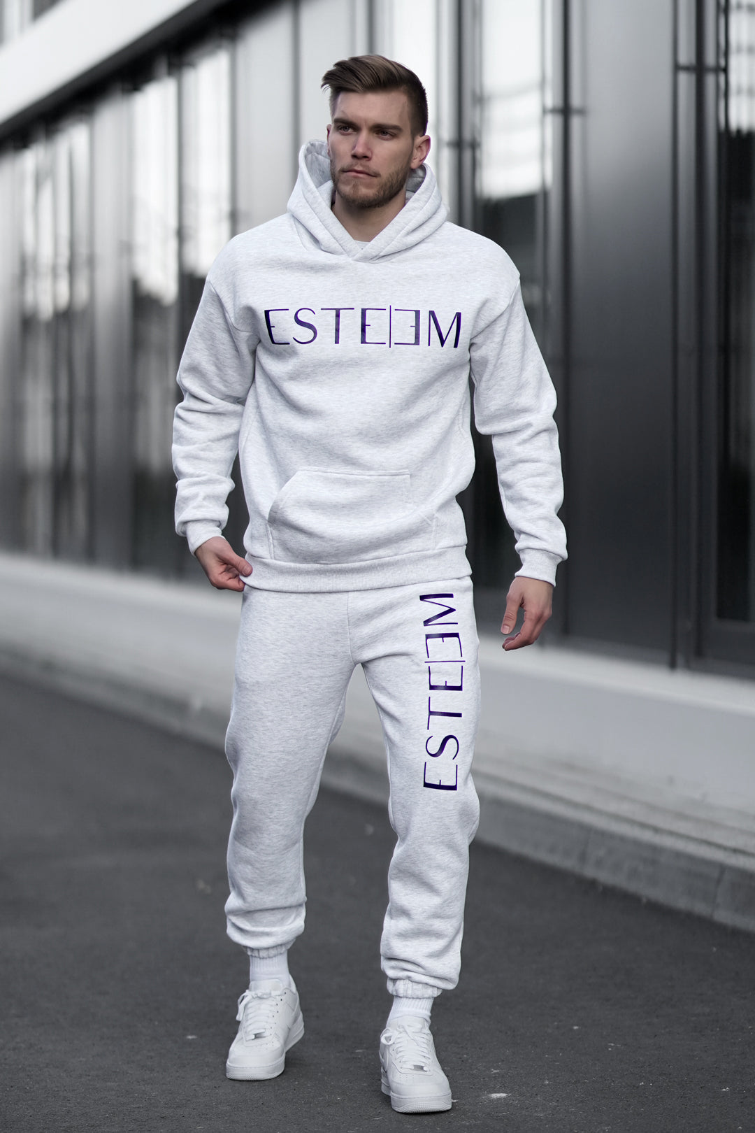 GREY MELANGE LETTERING JOGGER
