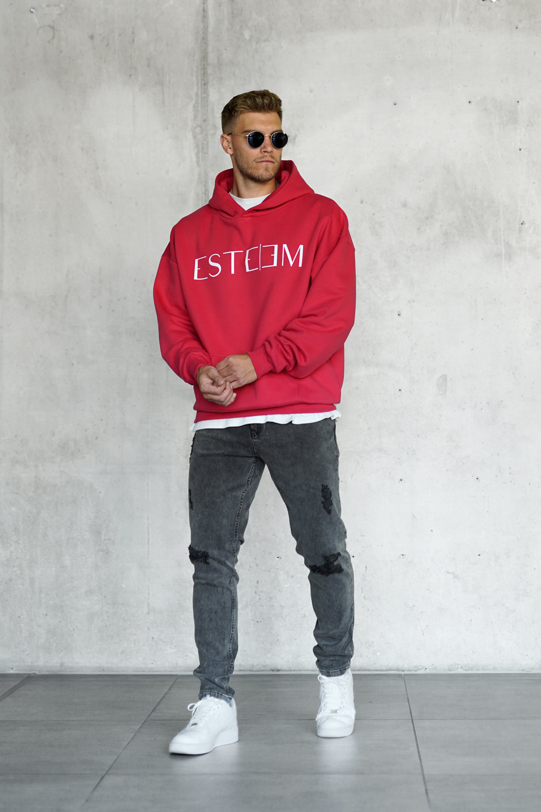 RED LETTERING OVERSIZED HOODIE