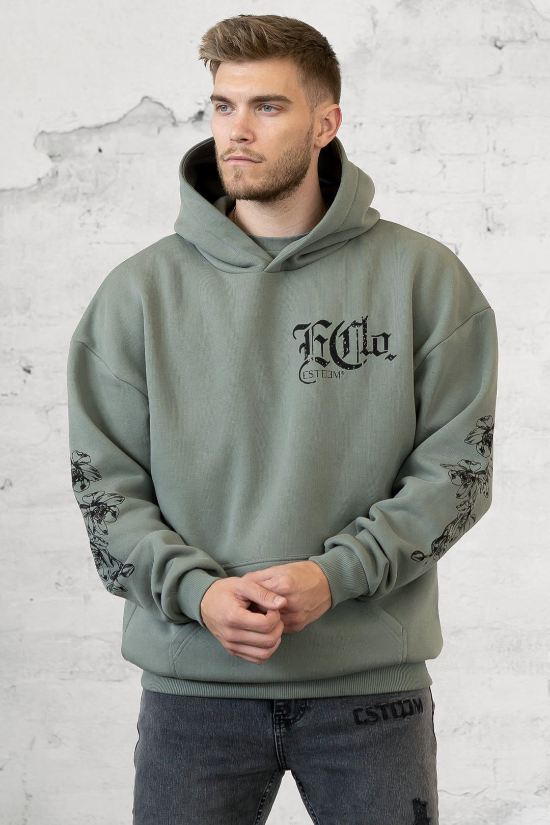 VINTAGE OLIVE ECLO OVERSIZED HOODIE