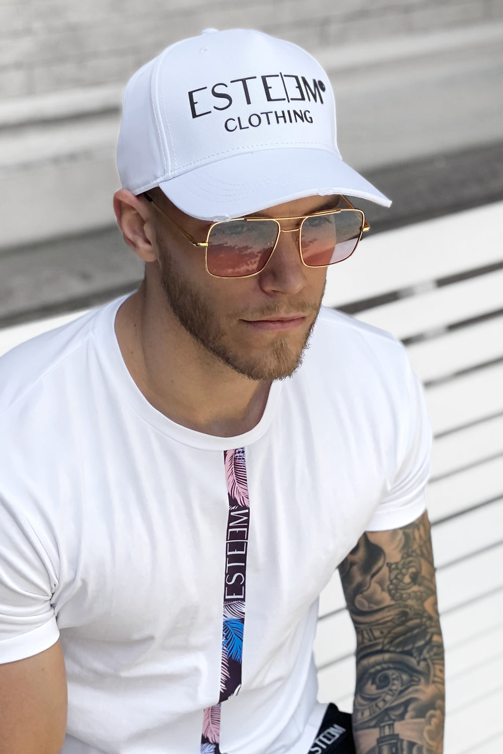 WHITE "ESTEEM CLOTHING" BASECAP